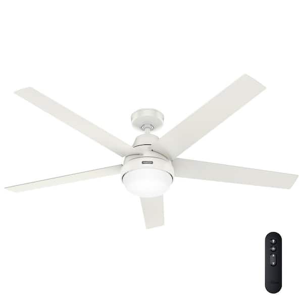 Hunter 60 in. Aerodyne Wi-Fi ENERGY STAR Fresh White Smart Ceiling Fan with LED Light Kit and Handheld Remote