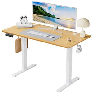 48 in. Rectangular Oak Electric Standing Computer Desk with Whole-Piece Desktop Board Height Adjustable