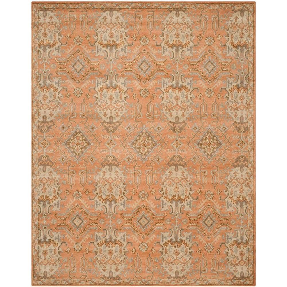 Handmade Red Floral Wool 10' x 14' Tufted Rug