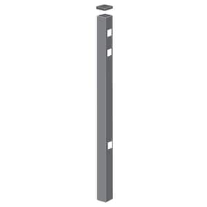 Natural Reflections Standard-Duty 2 in. x 2 in. x 6-7/8 ft. Pewter Aluminum Fence End Post