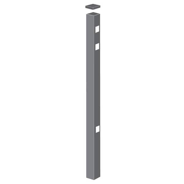 Barrette Outdoor Living Natural Reflections Standard-Duty 2 in. x 2 in. x 6-7/8 ft. Pewter Aluminum Fence End Post