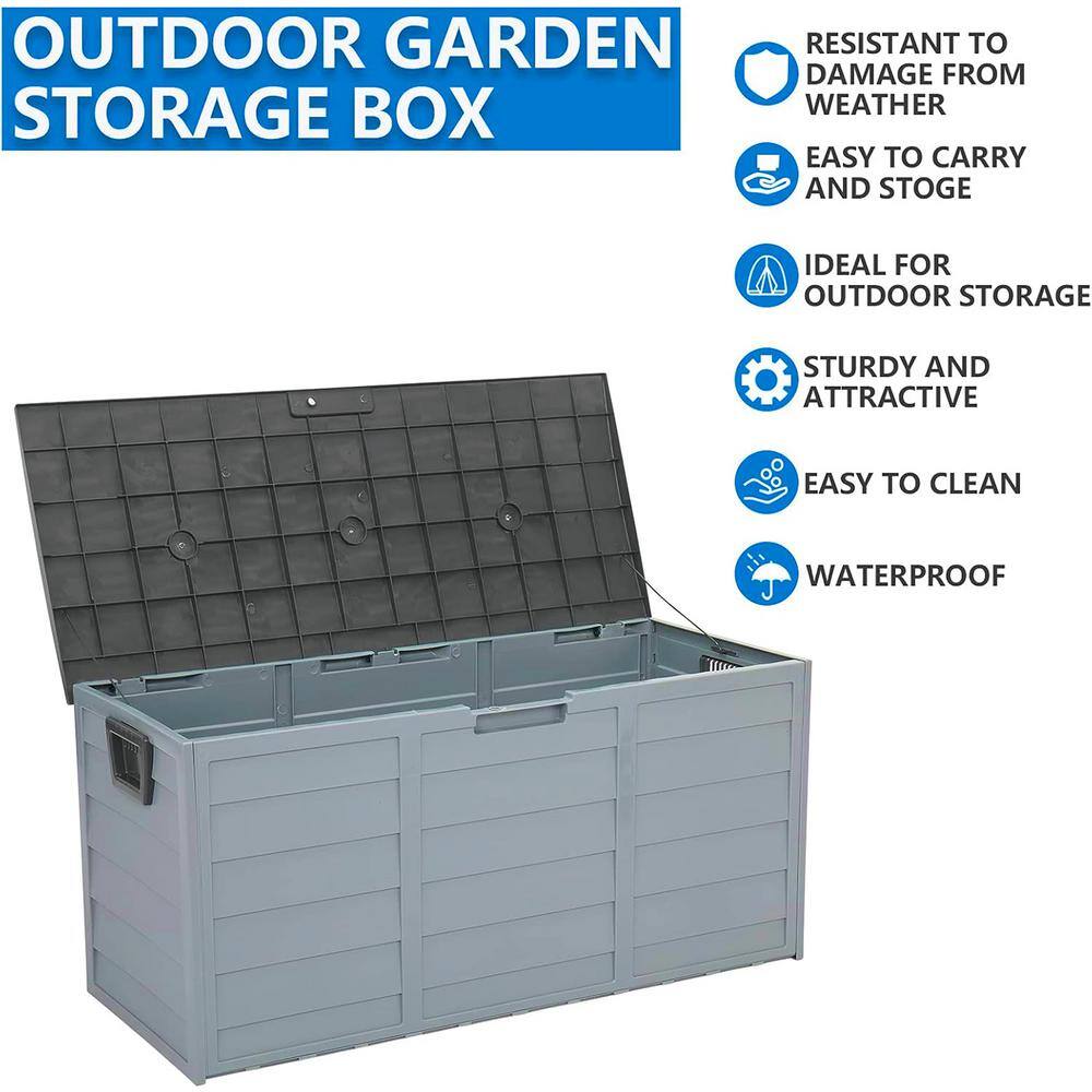 Gray 75 Gallon Lockable Plastic Deck Box with Wheels