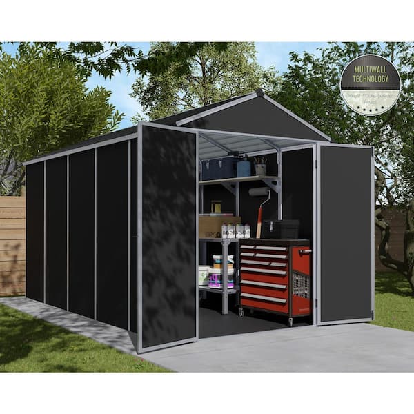 CANOPIA by PALRAM Rubicon 6 ft. x 12 ft. Dark Gray Plastic Garden Storage Shed 75.4 sq. ft.