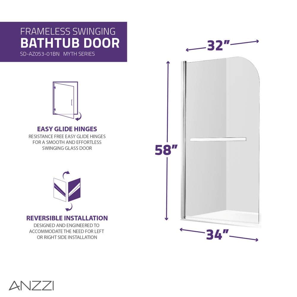 White Acrylic Right Drain Rectangle Tub with Frameless Brushed Nickel Door