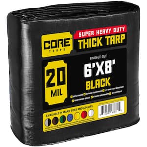 6 ft. x 8 ft. Black 20 Mil Heavy Duty Polyethylene Tarp, Waterproof, UV Resistant, Rip and Tear Proof