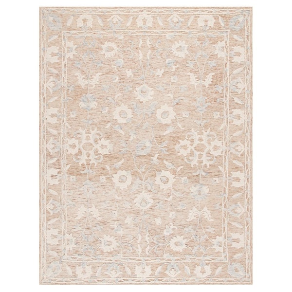 Marquee 8 ft. x 10 ft. Rust/Blue Ornate Floral Border Area Rug