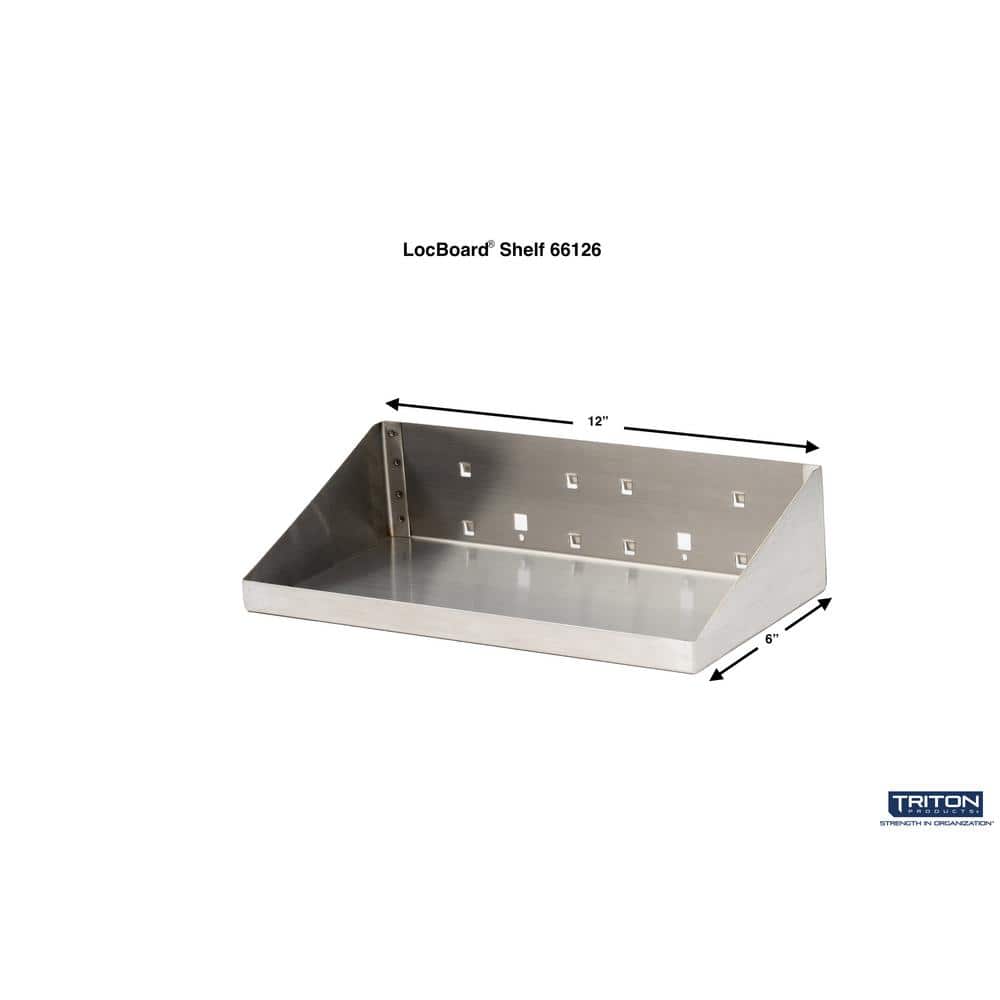 12" x 6" Stainless Steel Pegboard Shelf with Lip