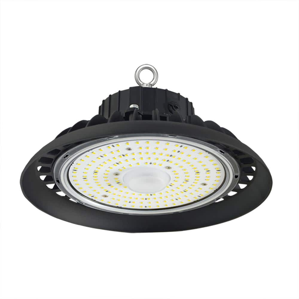 10 in. 300-Watt Equivalent Integrated LED 0 to 10V Dimmable Black UFO High Bay Light 5000K 14000Lm Area Lighting Fixture -  Honbei, 100W-UFO-B