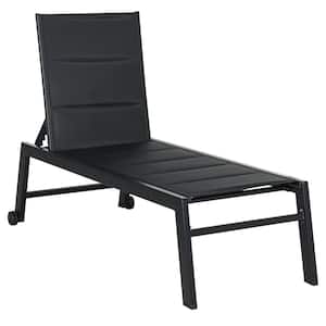 Metal Outdoor Fabric Lounge Chair in Black (Set of 1)