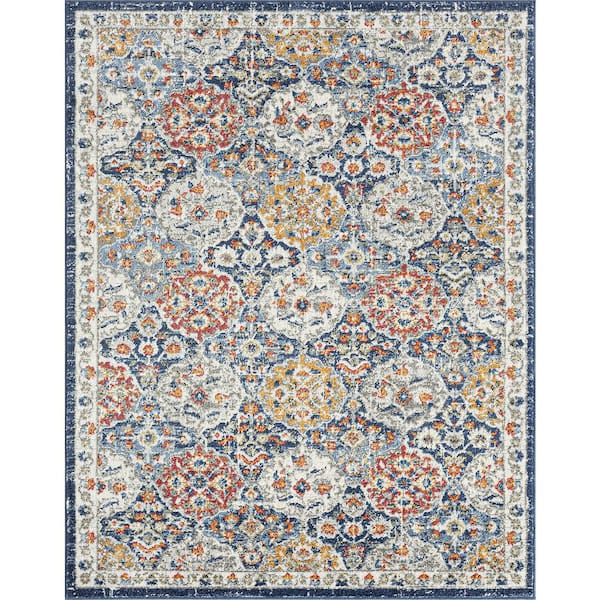 Tayse Rugs Chelsea Navy 9 ft. x 12 ft. Oriental Indoor Area Rug