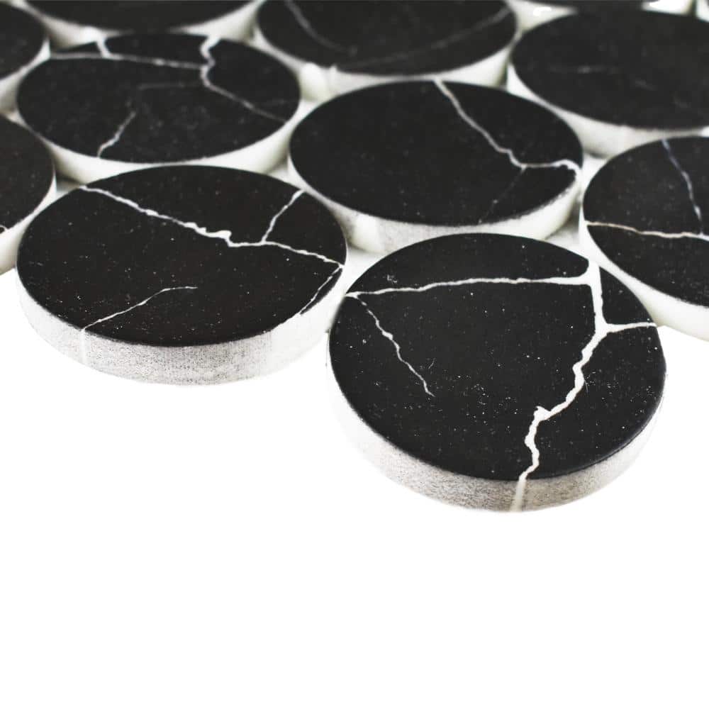 Nero Marquina Black Marble Look 12" x 12" Mosaic Tile