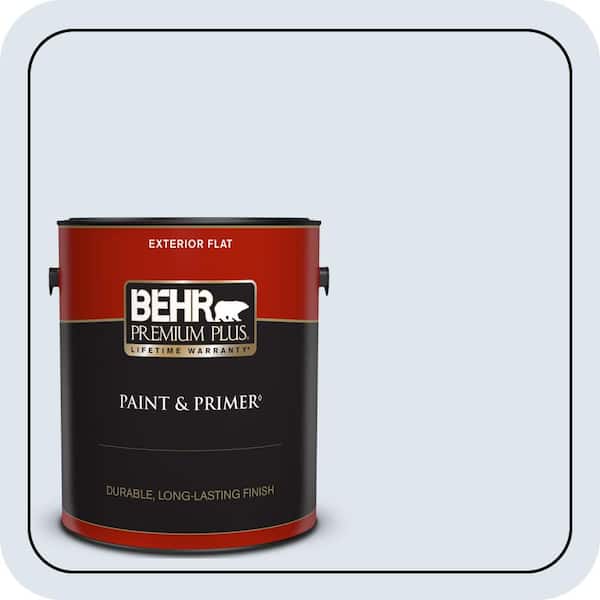 BEHR PREMIUM PLUS 1 gal. #580C-1 Diamond Light Flat Exterior Paint & Primer