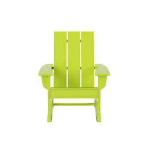 Shoreside Lime Plastic Modern Adirondack Outdoor Rocking Chair