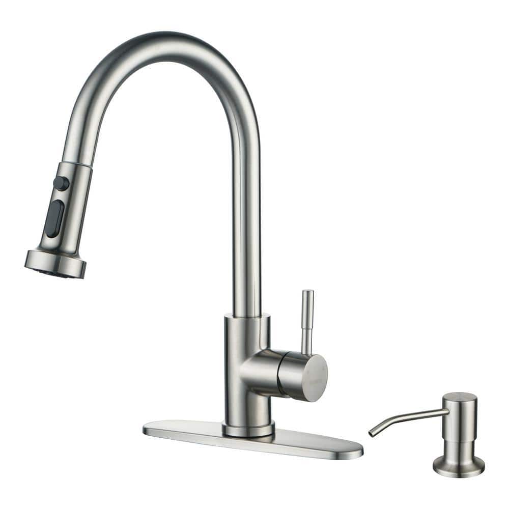 ALEASHA Single-Handle Pull Down Sprayer Kitchen Faucet with Soap