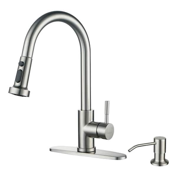 ALEASHA Single-Handle Pull Down Sprayer Kitchen Faucet with Soap