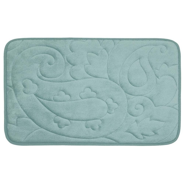 BounceComfort Pelton Aqua 20 in. x 32 in. Memory Foam Bath Mat