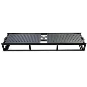 Black Iron Grill Stand, Durable Iron Griddle Rack with Enamel Coated Cast Iron Cooking Pan