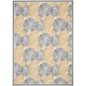 Sun N' Shade Grey 10 ft. x 13 ft. Floral Contemporary Indoor/Outdoor Area Rug