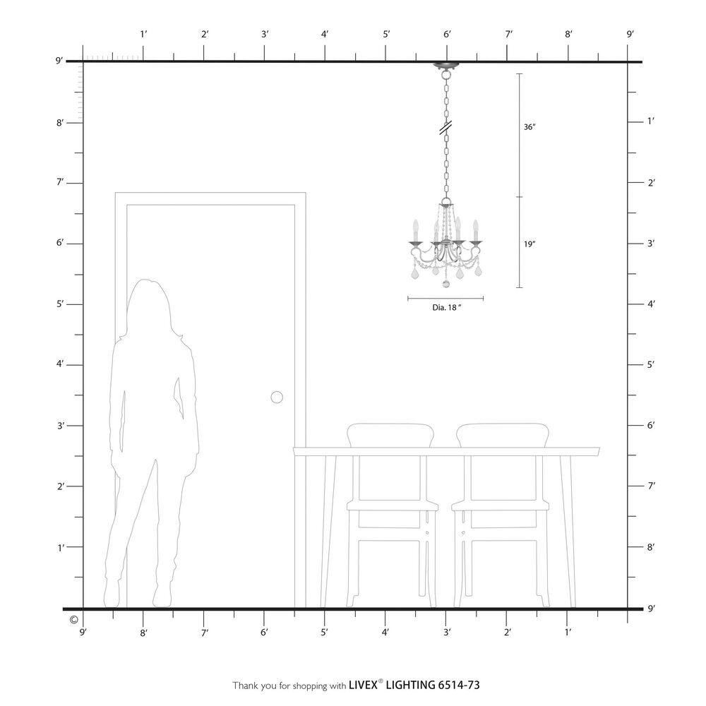 Elegant Mini 4-Light Chandelier with Crystal Accents and Antique Silver Leaf Finish