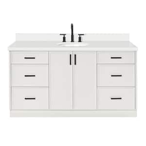 Kelly 67 in. W x 22 in. D x 36 in. H Single Bath Vanity in White with Pure White Quartz Top