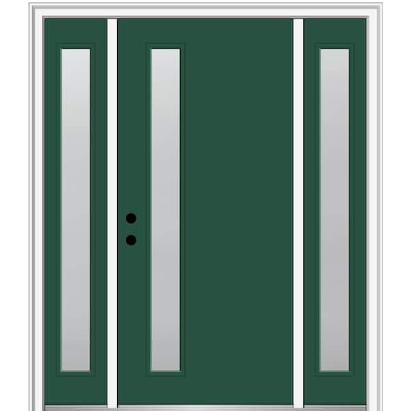 MMI Door 64.5 in. x 81.75 in. Viola Right-Hand Inswing 1-Lite Frosted Painted Fiberglass Smooth Prehung Front Door with Sidelites