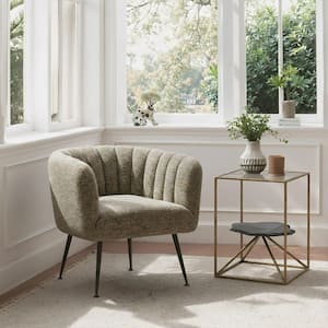 Allwex YOYO Gray Plush Corduroy Swivel Accent Chair (Set of 2