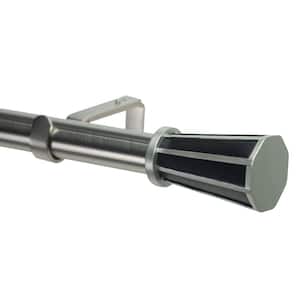 120 in. Non-Telescoping 1-1/8 in. Single Curtain Rod in Stainless with Clarice Finial in Onyx