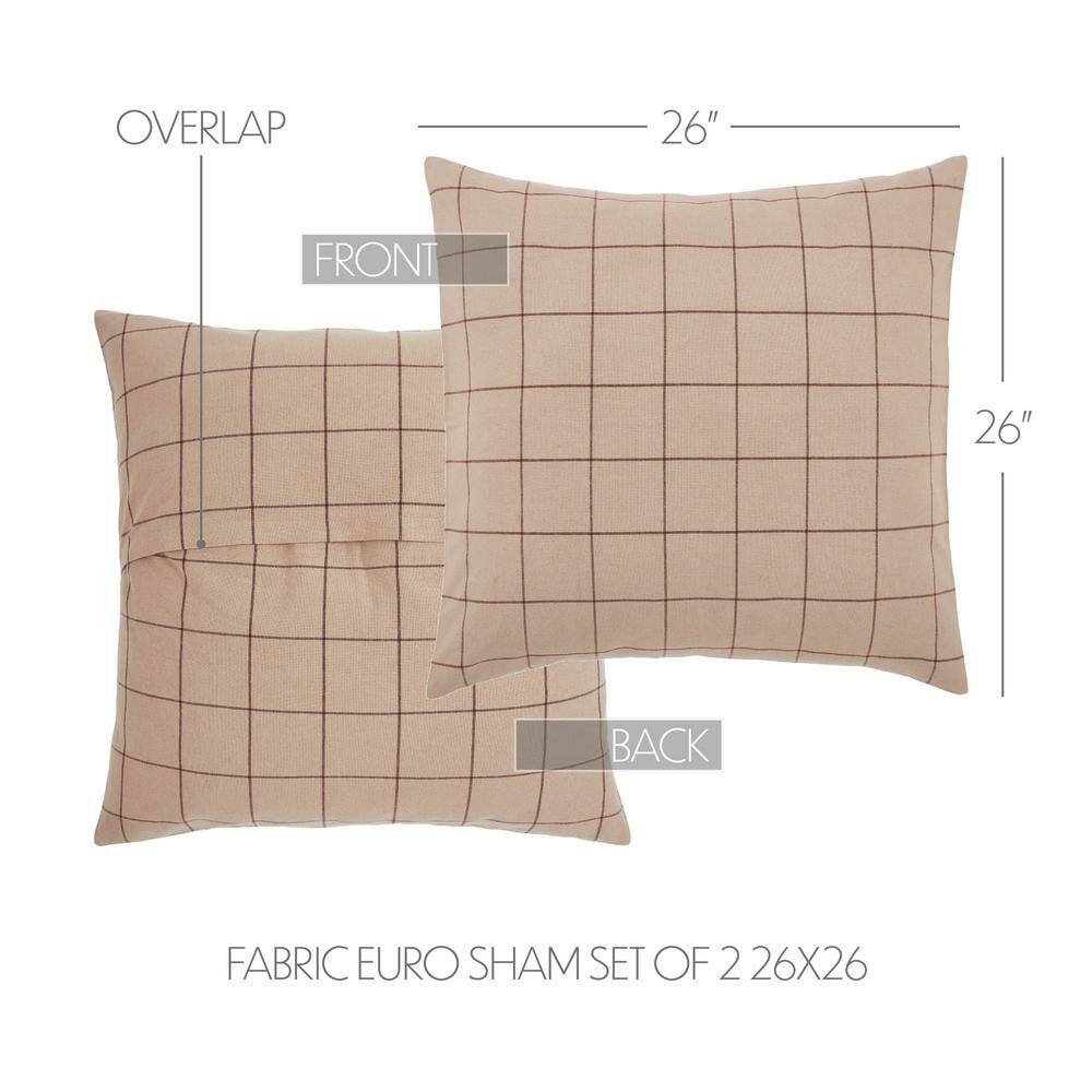 Connell Tan and Burgundy Cotton Blend Euro Sham Set of 2