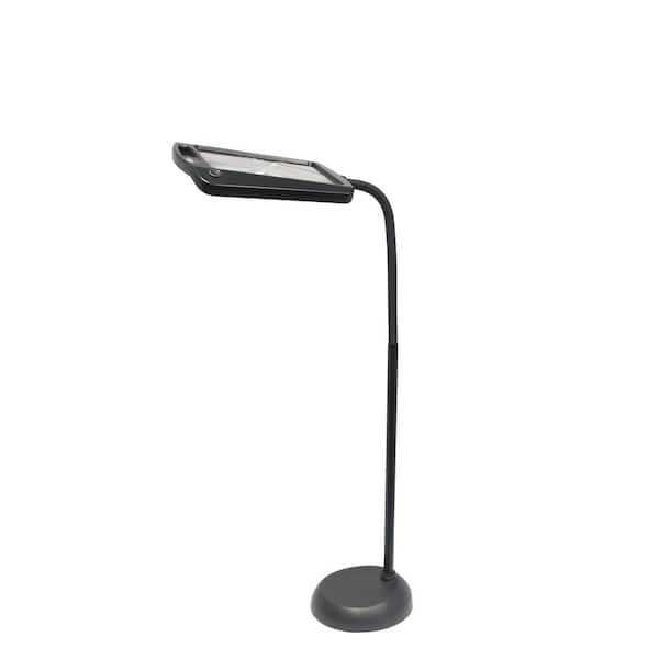 DAYLIGHT24 61 in. Black 1-Light Magnifier Swing Arm Floor Lamp with 8 in. 10 in. 3X Magnification Shade