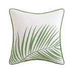 Coco Paradise Ivory and Green Floral Hypoallergenic Down Alternative 21 in. x 16 in. Throw Pillow