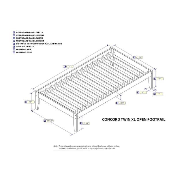 Concord Espresso Twin XL Platform Bed with Open Foot Board