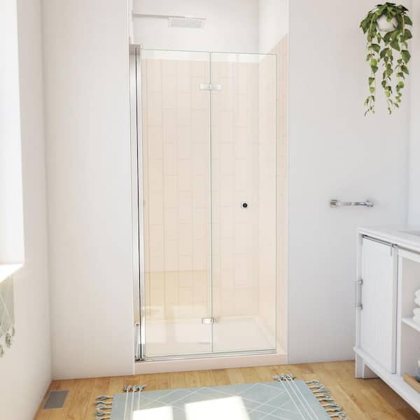 DreamLine 36 in. L x 36 in. W x 76-3/4 in. H Center Drain Alcove Shower Stall Kit in Chrome