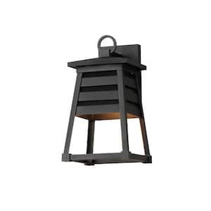 Shutters 1-Light Small Black Outdoor Hardwired Wall Sconce