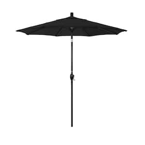 7.5 ft. Black Aluminum Pole Market Aluminum Ribs Push Tilt Crank Lift Patio Umbrella in Black Sunbrella