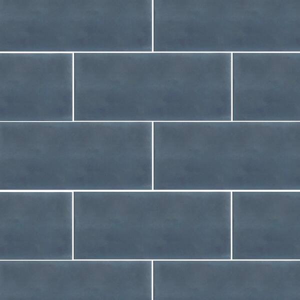 Jeffrey Court Sailboat Blue 4 in. x 12 in. Subway Gloss Textured