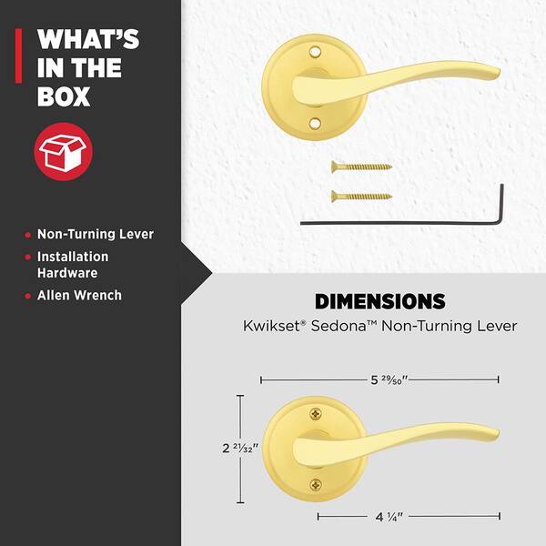 Kwikset Sedona Satin Brass Half-Dummy Door Handle with Microban