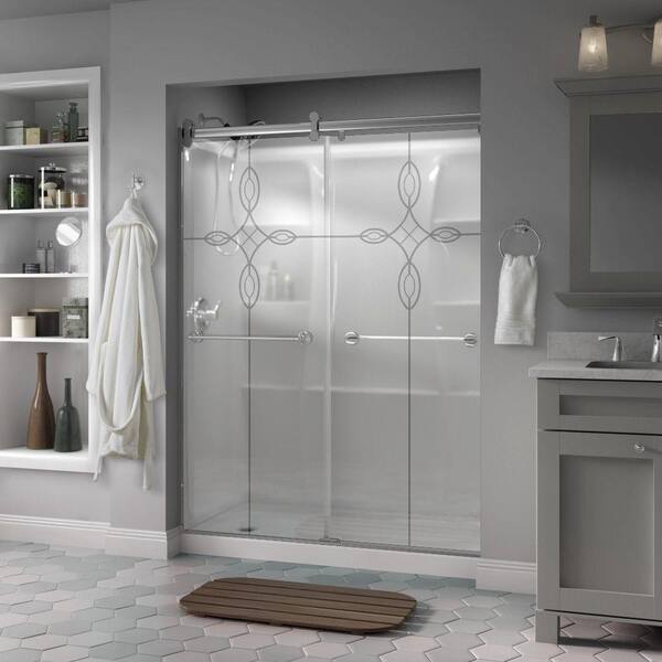 Delta Phoebe 60 in. x 71 in. Frameless Contemporary Sliding Shower Door in Chrome with Tranquility Glass