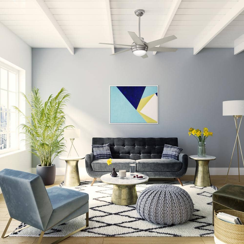 Sotto 52" Brushed Nickel Modern Ceiling Fan with LED Light and Remote