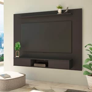 Black Multi Storage Wall Media Center for 70 in. TVs, Floating Entertainment Centre with 2-Sliding Doors and Shelves