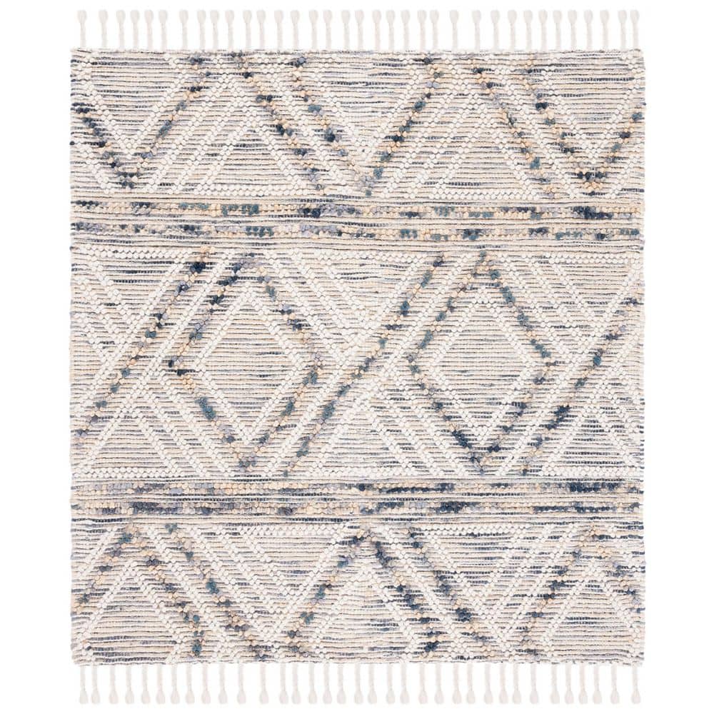 Natura 6 ft. x 6 ft. Ivory/Blue Diamond Striped Abstract Square Area Rug price history on PriceWatchPro