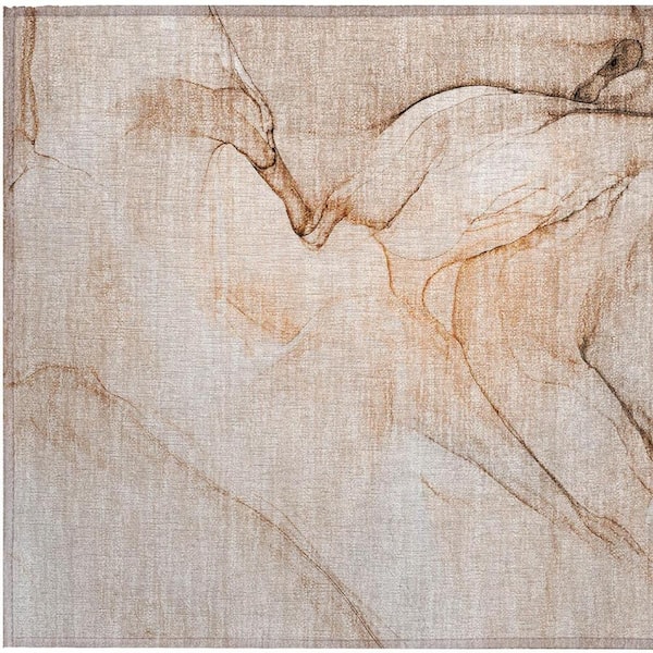 Gray and Orange 2 ft. x 3 ft. Abstract Indoor/Outdoor Area Rug