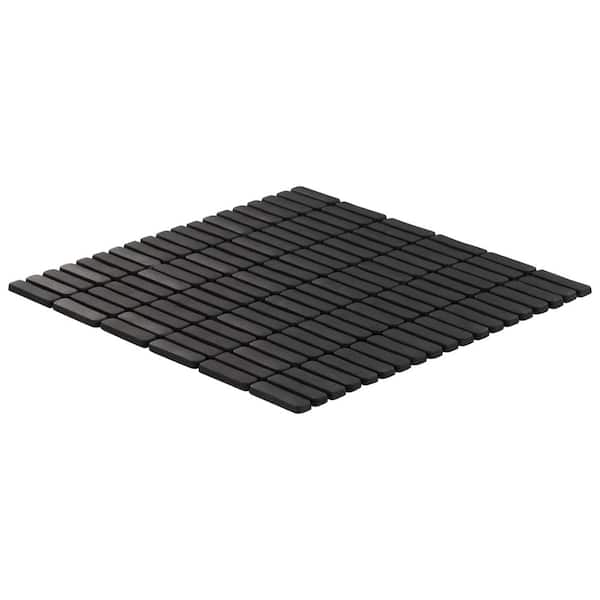 Ivy Hill Tile Nova Black 4 in. x 0.23 in. Mini Brick Frosted Glass