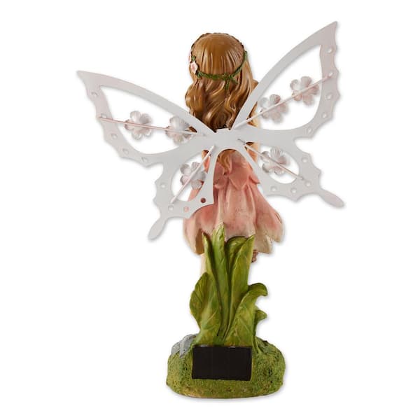 pink fairy solar garden statue