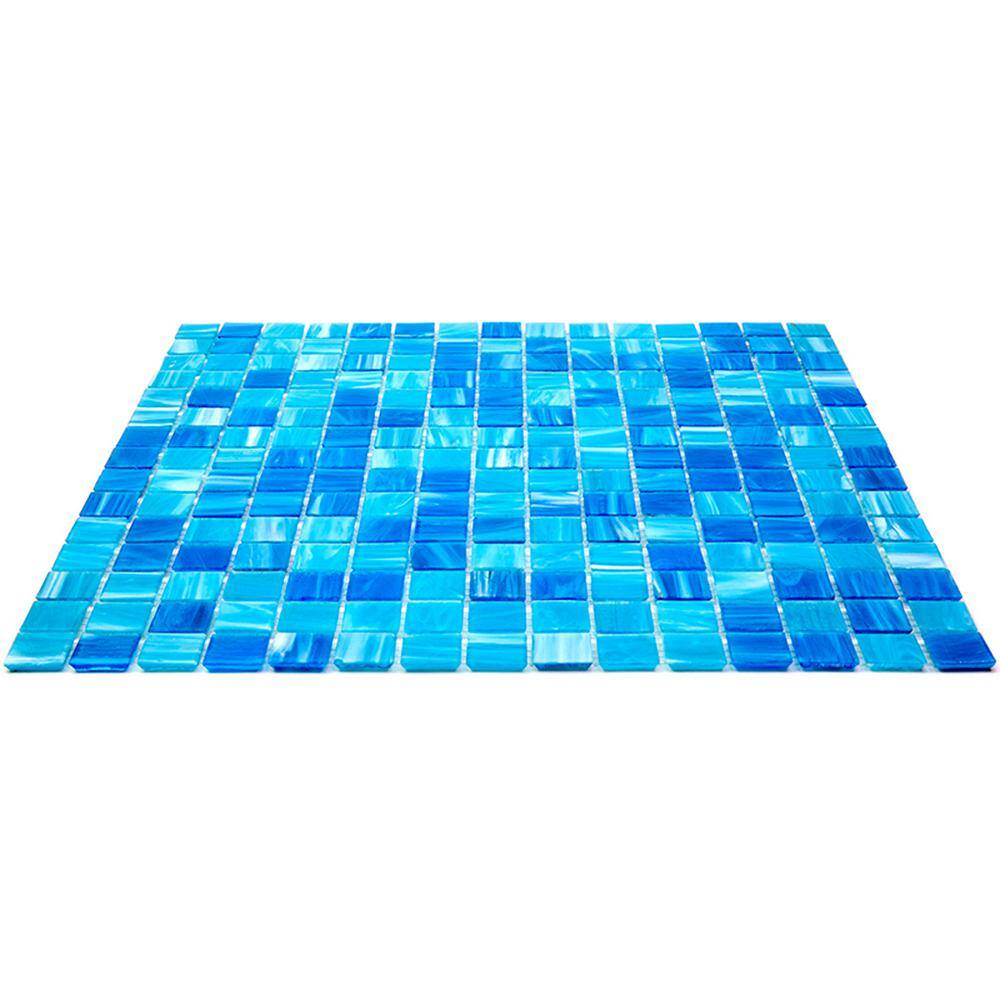 Olympic Blue Glass Mosaic Wall and Floor Tile