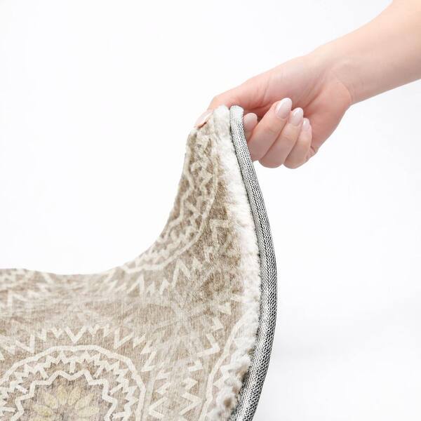 Dream Shag Premium Machine Washable Abstract ADS619 Taupe 3 ft. x 5 ft. Area Rug