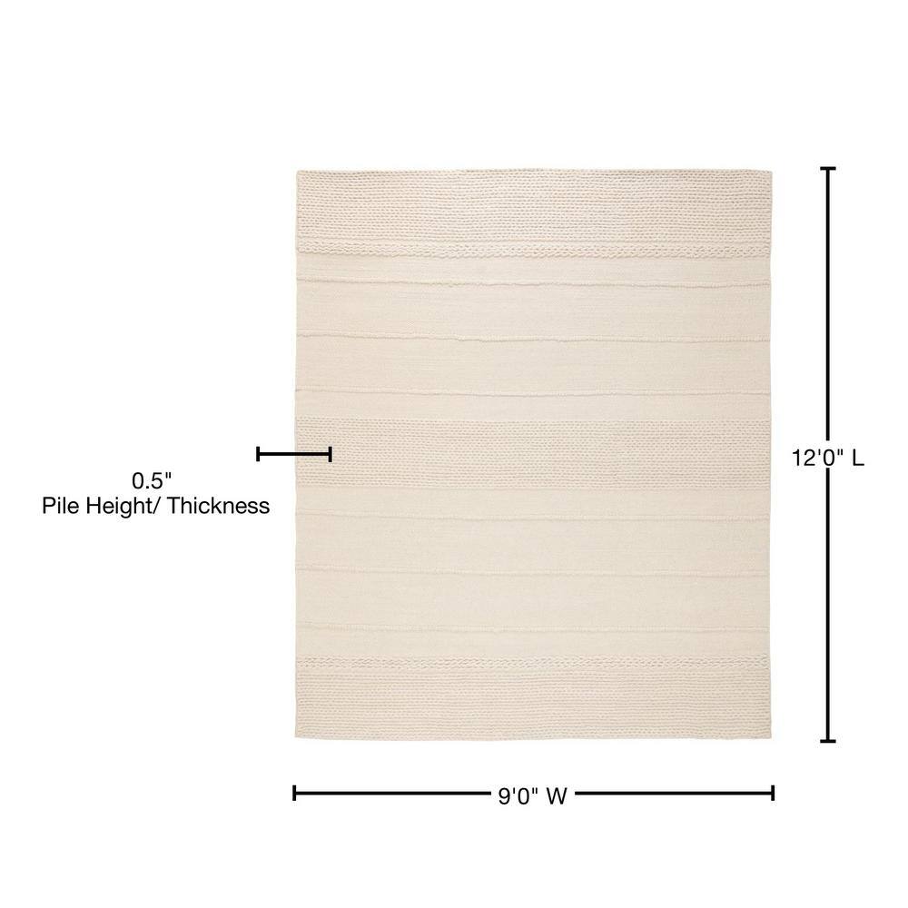 Ivory Hand-Tufted Wool Rectangular 9' x 12' Rug