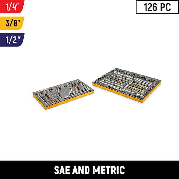 120XP 1/4 in., 3/8 in. and 1/2 in. Drive Mechanics Tool Set with EVA Storage (126-Pieces)