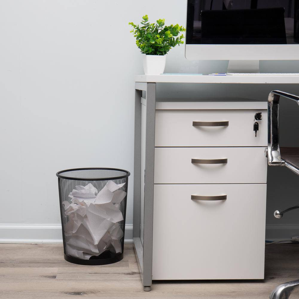 Black Mesh Round Office Waste Basket