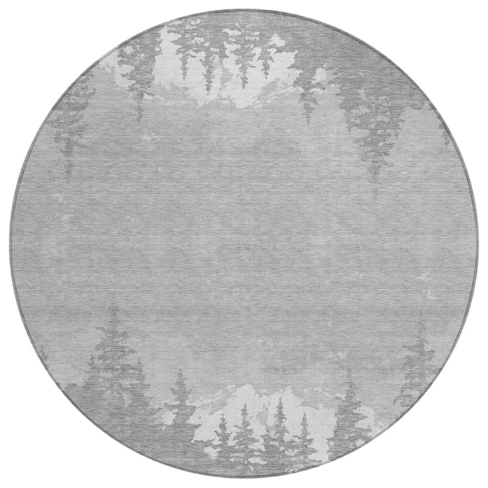 Chantille Machine Washable Indoor/Outdoor Abstract ACN2861 Gray 8 ft. x 8 ft. Round Rug price history on PriceWatchPro