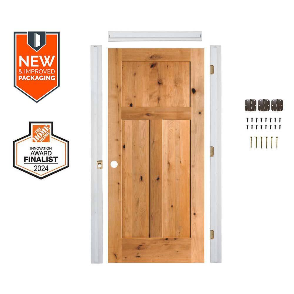 Assembly Required 32 in. x 80 in. Right-Hand Shaker Knotty Alder Clear Stain Single Interior Door Kit w/Separate Jamb price history on PriceWatchPro